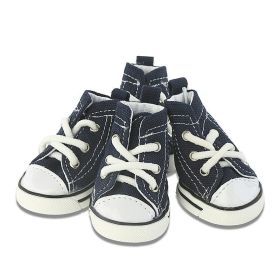 Pet Shoes Denim Canvas Breathable And Comfortable (Option: Denim Shoes Blue-No 5)